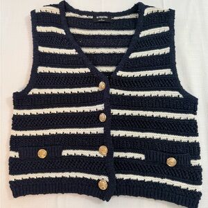 Workshop Republic Clothing Navy and White Knit Vest
